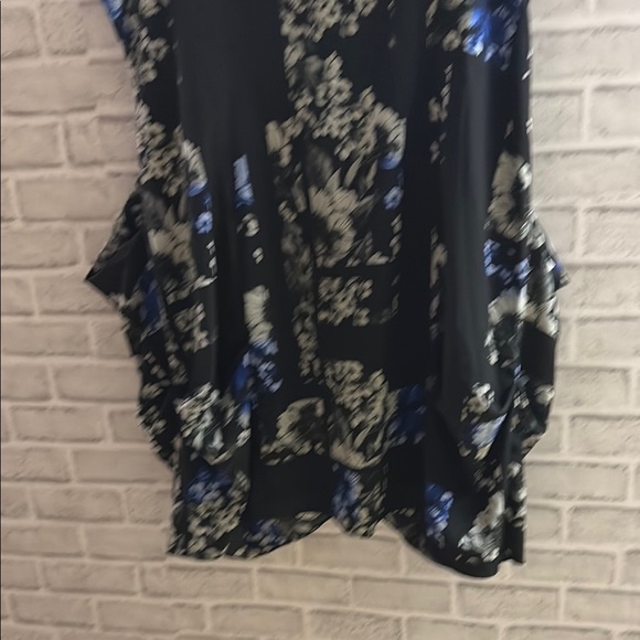 City Chic Size 20  Black Floral Front Zip Pleated Tunic Dress With Pockets - Picture 6 of 8